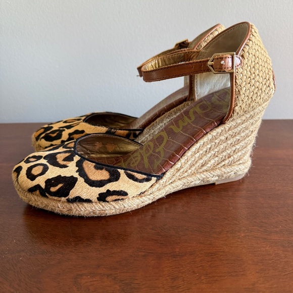 Sam Edelman Tan and Black Leopard Wedges - Picture 5 of 6